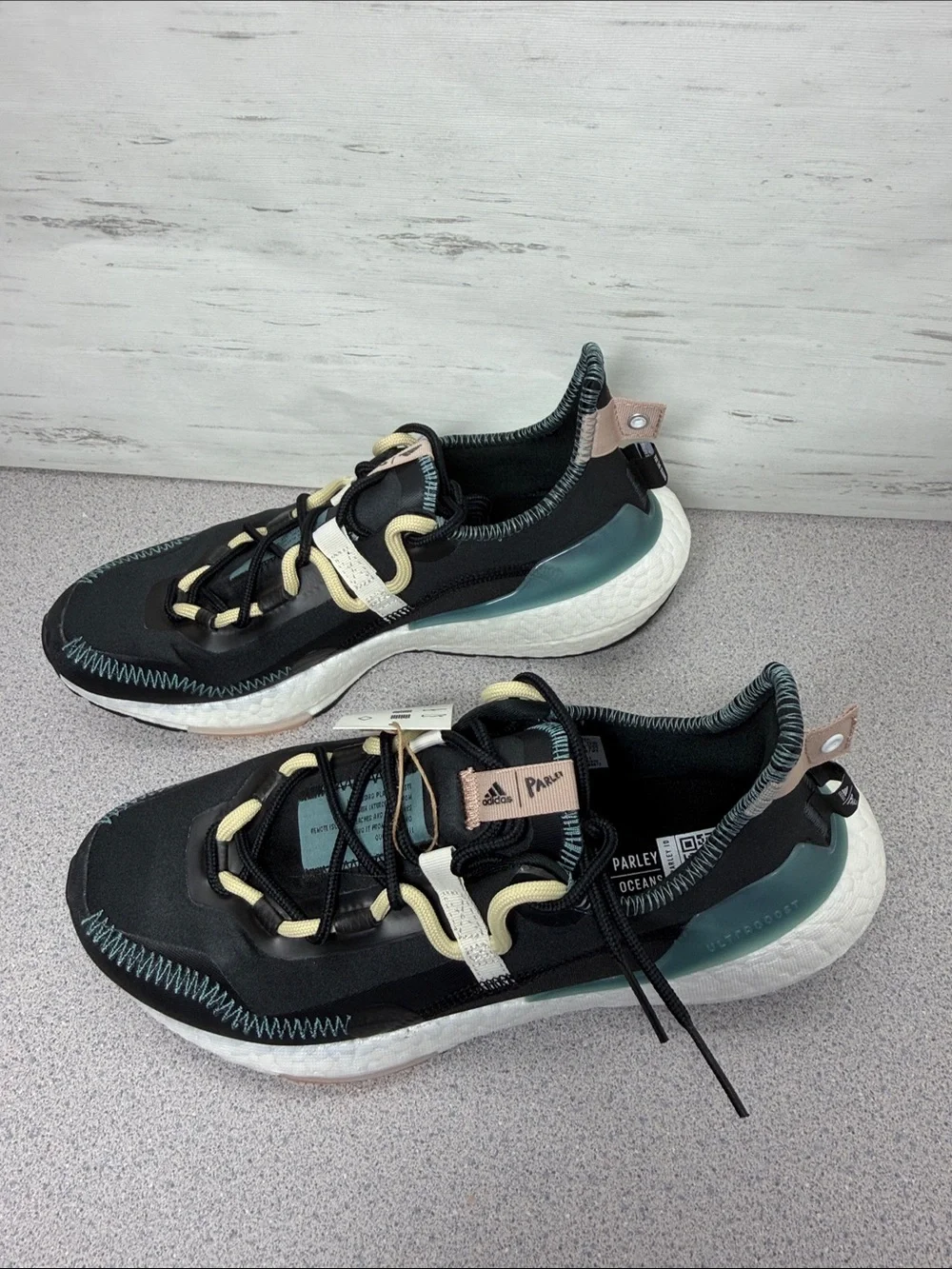 adidas Men’s Black Sneakers with Teal and Cream Accents